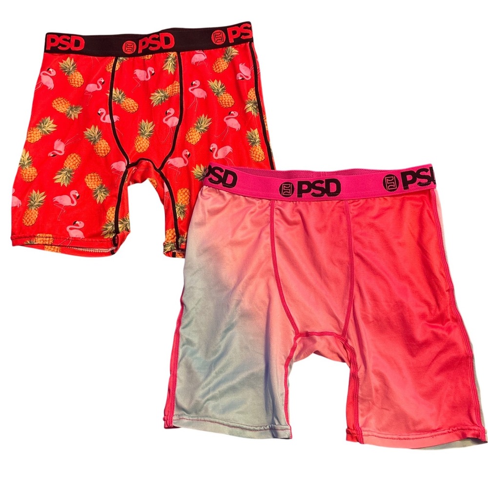 NEW PSD Boys 2 Pack Boxer Briefs Flamingo Pineapple Ombre Size L